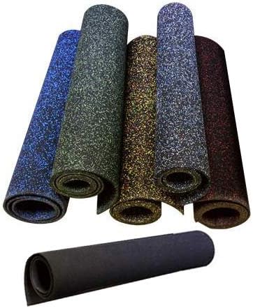 American Floor Mats 1/4in (7mm) Thick 10% Blue/Grey 4' x 16' Heavy Duty Rubber Rolls, Protective Exercise Mats, Home Gym Rubber Flooring