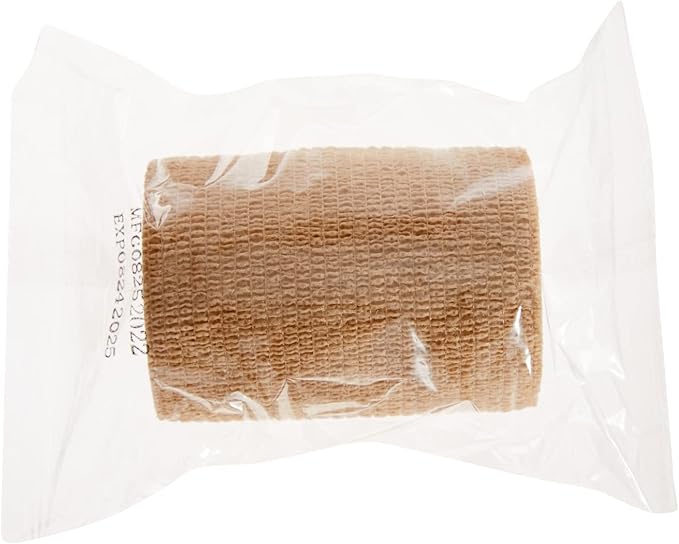 12-Rolls Self Adherent Bandage Wrap, Vet Tape - 3 in x 5 Yds Breathable, Elastic Cohesive Wrap Tape for Wrist, Swelling, Sports, Tattoo (Tan)