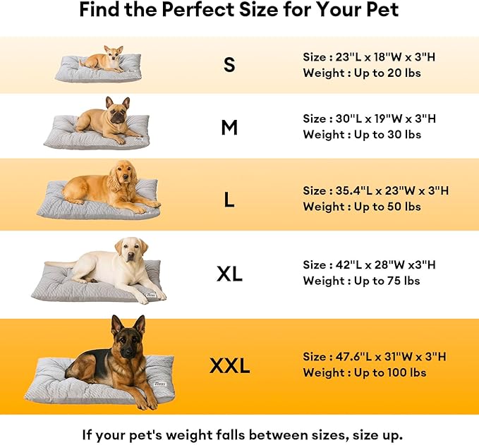 FUNNY FUZZY Washable Dog Bed,Reversible Plush Dog Crate Mat, Soft Fluffy Kennel Pad,Pet Sleeping Mattress for Jumbo,X-Large Sized Dogs Breeds,2XL,48"× 31",Beige