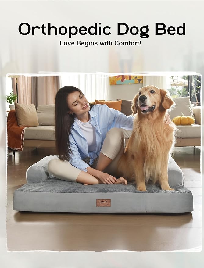 Extra Large Dog Bed Orthopedic Waterproof: Memory Foam Dog Bed for XL XLarge Extra Big Dogs - Couch Sofa - Washable with Removable Cover