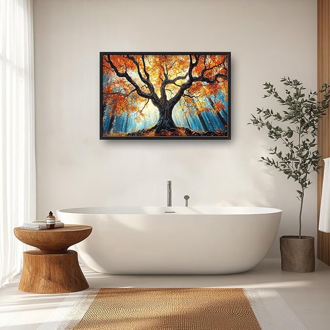 Extra Large Tree of Life Framed Wall Art for Living Room,Fall Autumn Forest Sunrise Landscape Pictures Wall Decor,Nature Canvas Print Painting Modern Artwork Bedroom Office 36L" x 24W"