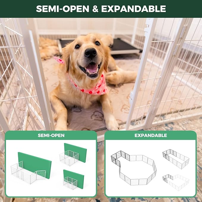 FXW Homeplus Unleashed Indoor Dog Playpen - Stress-Free and Safe Play, Heavy Duty 24 Inch 6 Wire Panels Dog Pen for Puppy and Small Dogs, White│Patented