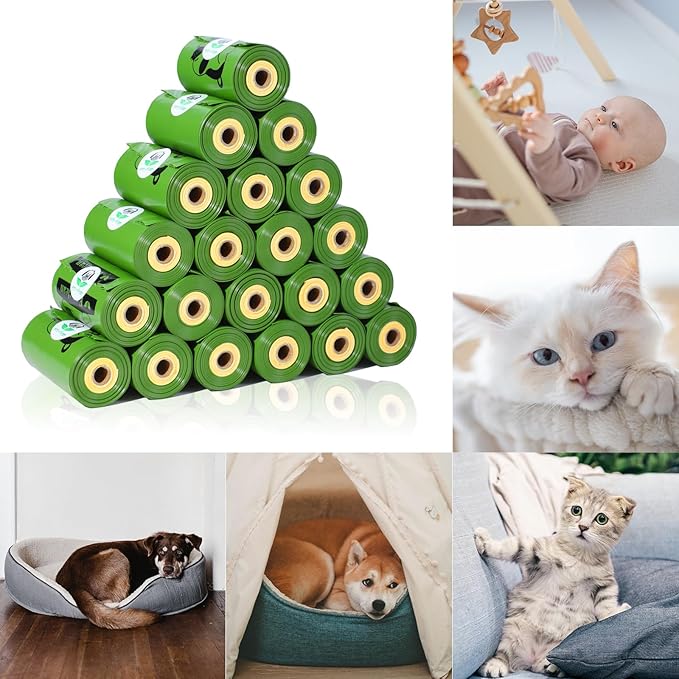 ECO-CLEAN Dog Poop Bags with 3 Bags Left Indicator - 360 Count Extra Thick and Leak Proof Pet Waste Bags with 1 dispenser, Unscented