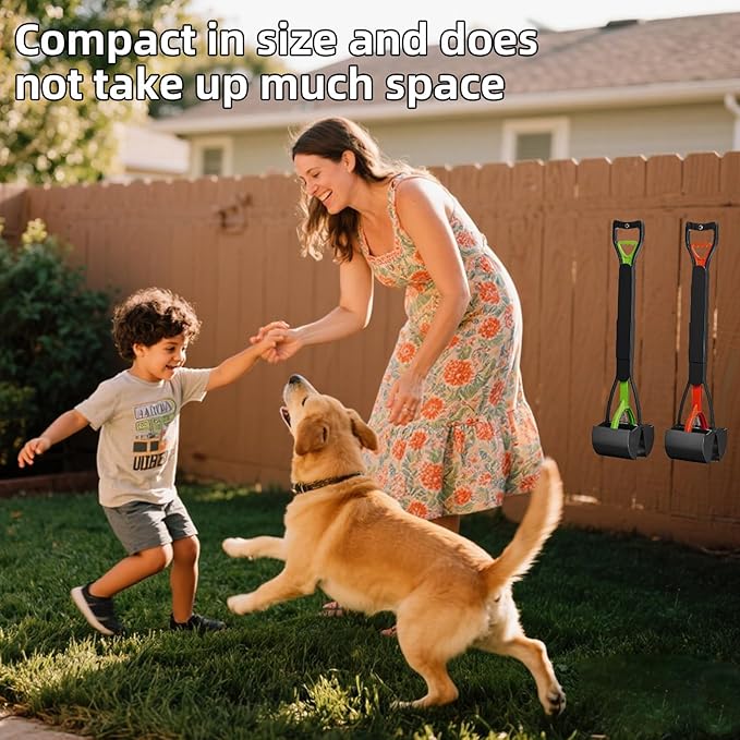 2 Pack 32 Inch Foldable Dog Pooper Scooper,Dog Poop Pick Up Tool for Large&Small Dogs,Sturdy & Light Weight,Easy to Carry and Clean