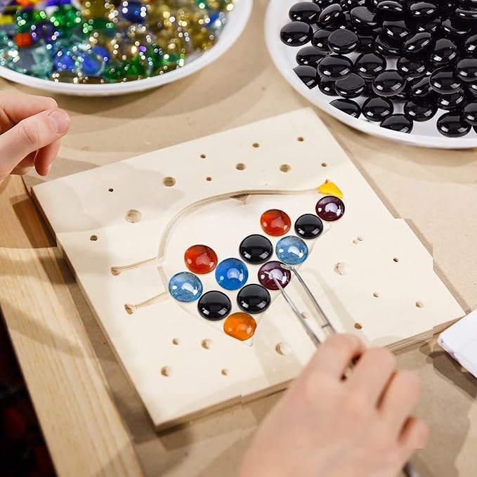 FUTUREPLUSX 1LB Black Flat Glass Marbles, Glass Pebbles Vase Filler, Dark Beads Fishbowl Decorative Gem for Table Scatter Home Decor