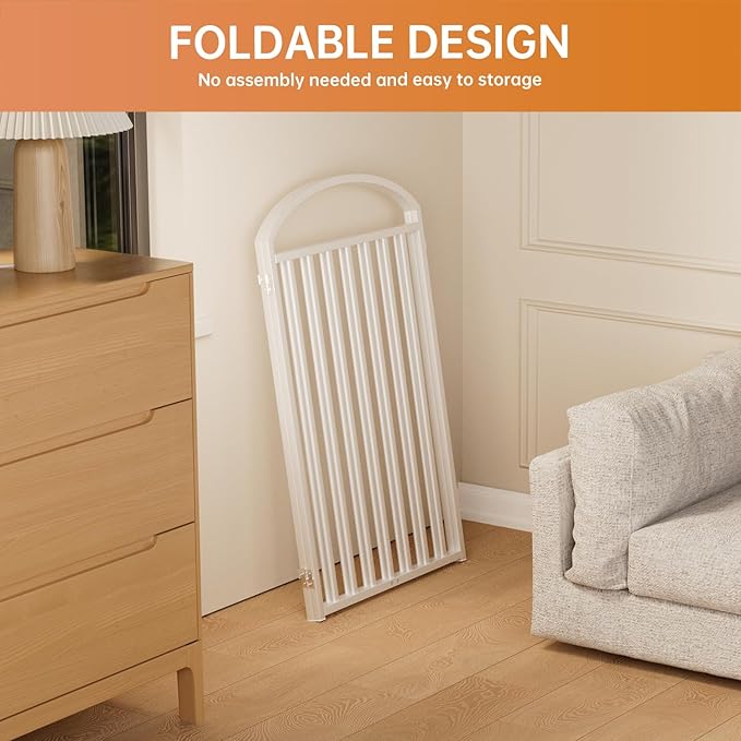 2 Panles Full Matel Freestanding Dog Gates with Door, 48"Extra Wide 36"Tall Free Standing Dog Pet Gate for Indoor & Outdoor. Foldable Pet Fences for Doorways, House, Stairs, Porch, Deck, Yard