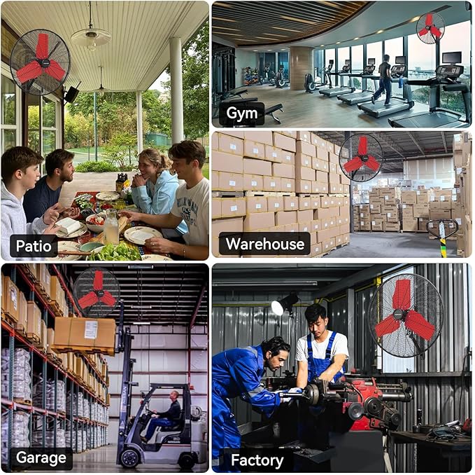 24 Inch 9500 CFM Waterproof Wall Fan Pro Series - Outdoor High Velocity Wall Mount Fan with Enclosed Motor for Residential, Warehouse, Patio, Shop, Garage, Barn UL Safety Listed