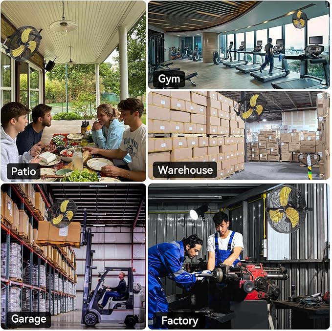 2PCS 14 Inch Wall Fan Pro Series - Waterproof Motor High Velocity Wall Mount Fans for Commercial, Residential, Warehouse, Covered Patio, Shop, Garage, Barn 3 Speed 3000 CFM UL Safety Listed