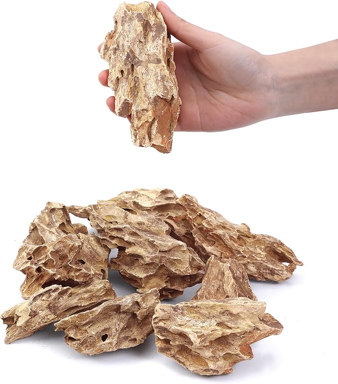 2-4 Inches Natural Dragon Stone 10 PCS Aquarium Rocks for Aquascaping, Aquarium Landscaping, Terrariums, Fish Tank Decoration, Vivariums, Paludarium, Reptile and Amphibian Enclosures