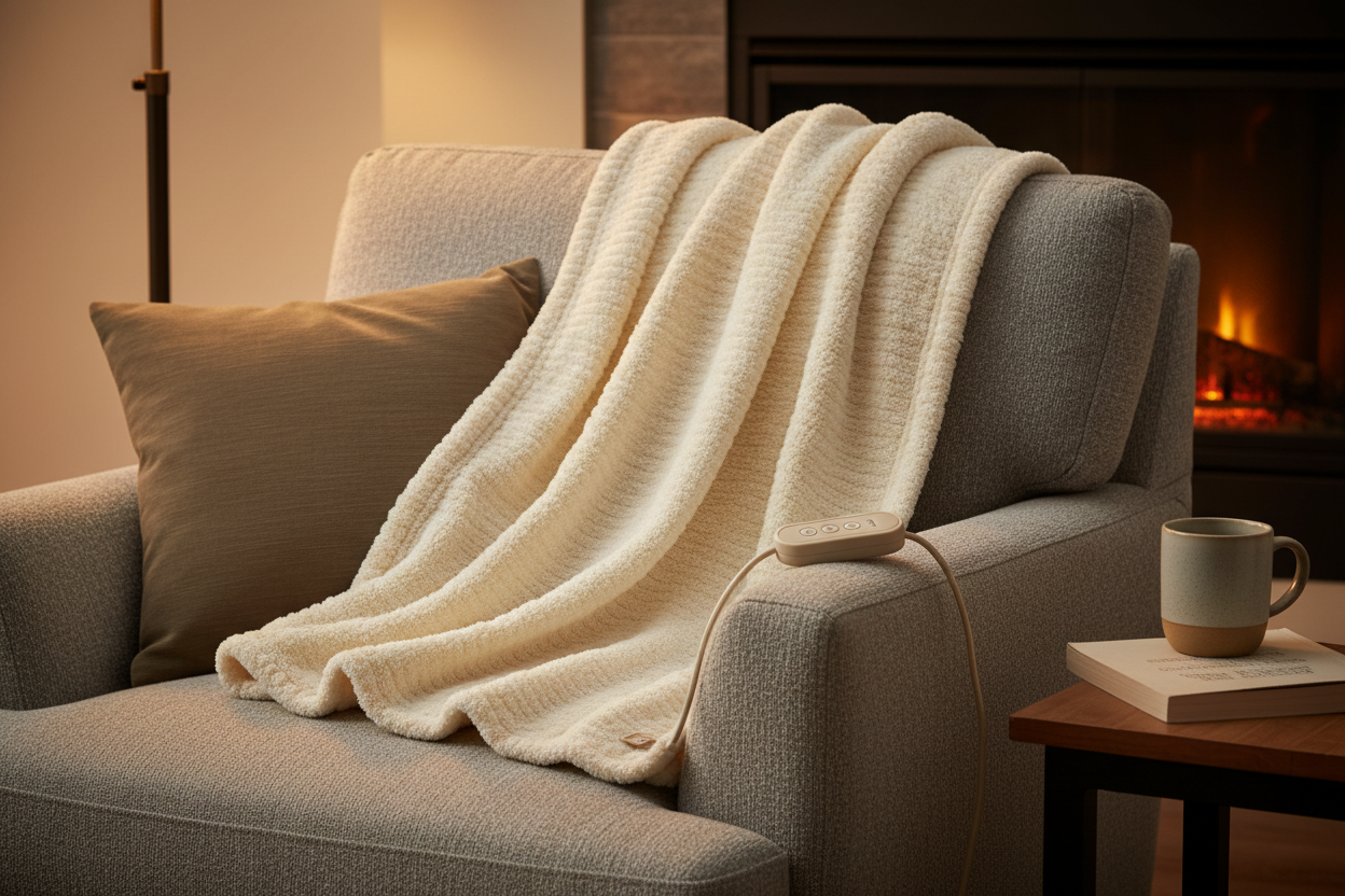 Heated throw blanket
