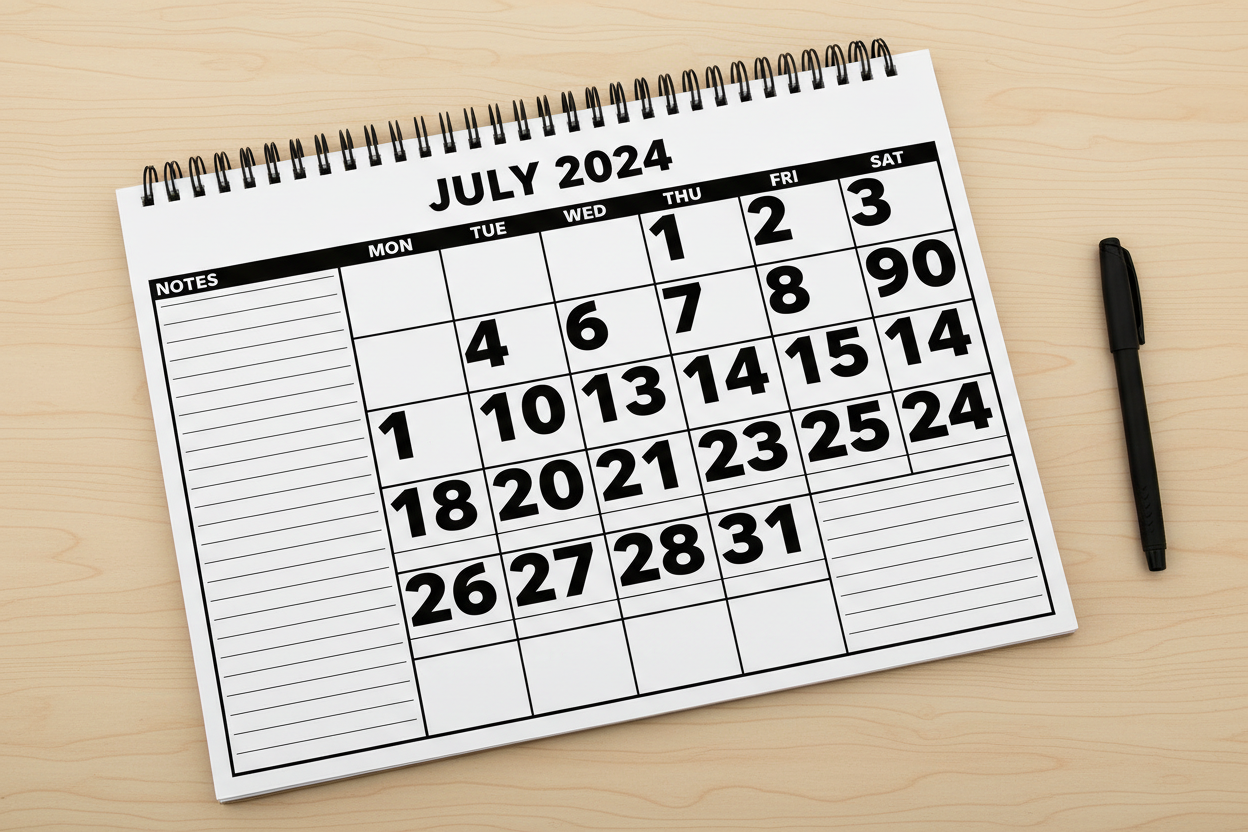 Large-print calendar/notepad