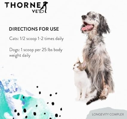 ThorneVet Longevity Supplement for Dogs & Cats - Powder Formula to Support Healthy Aging, Inflammation Balance, and Cellular Vitality – 90 Scoops