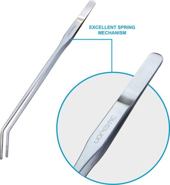 2 Pcs 10.6 Inches Heavy Duty Reptile Feeding Tongs, Long Aquarium Tweezers, Straight and Curved Long Tweezers for Aquarium and Terrarium