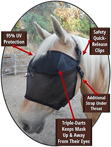 EquiVizor 95% UV Eye Protection (Full) Standard Horse Fly Mask - Help with Uveitis, Corneal Ulcer, Light Sensitivity. Designed to Stay On Your Horse, Off The Ground.