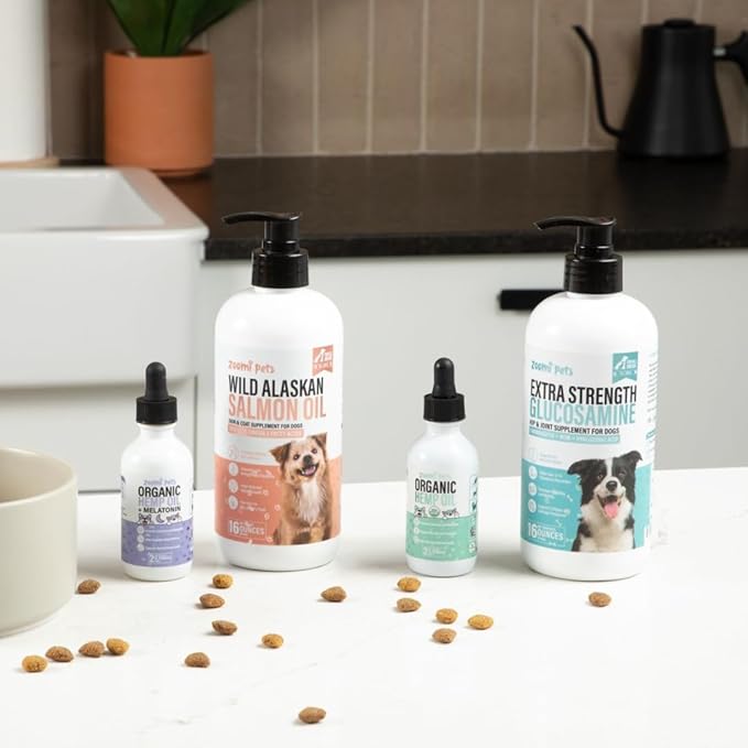 Melatonin + Organic Calming Hemp Oil for Dogs Anxiety and Stress Relief - Calming Drops Pet Hemp Oil for Dogs & Cats - Hip and Joint Support Supplement for Dogs Pain Management (2oz)