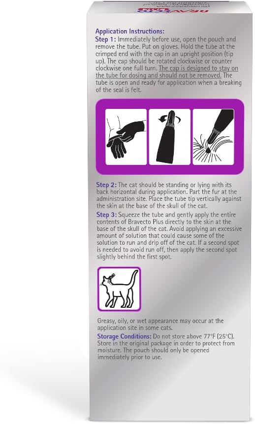 BRAVECTO PLUS Topical Solution for Cats, Flea, Tick & Heartworm, 2 Months Supply, 13.8-27.5 lbs., Purple Box