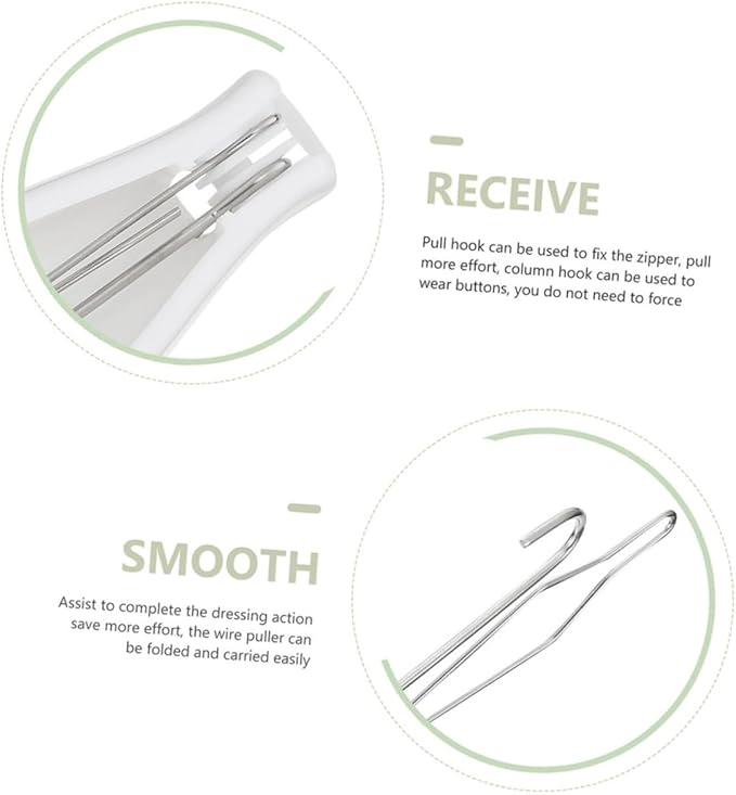 POPETPOP 2pcs Button Hook and Zipper Puller for Clothes Wearing Assistance Grip Handle Dressing Aid Tool for Arthritis and Mobility Convenient Button Fastening Helper for Coat and Shirt