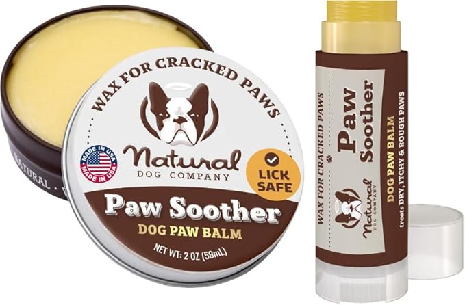 Natural Dog Company Paw Soother Balm Bundle, (1) 2 oz. Tin & (1) Travel Stick, Dog Paw Cream and Lotion, Moisturizes & Soothes Irritated Paws & Elbows, Protects from Cracks & Wounds