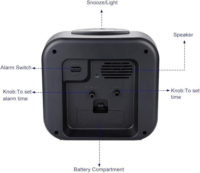 5.5" Large Analog Alarm Clock Silent Non Ticking, Gentle Wake, Beep Sounds, Increasing Volume, Battery Operated Snooze and Manual Light, Easy Set, Black (Best for Elder)