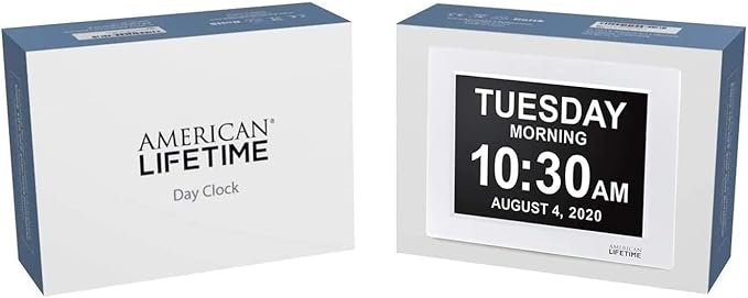 American Lifetime 【New 2025】 Dementia Digital Clock for Seniors, Large Display with Custom Alarms, Clock with Day & Date for Elderly, Large Number Digital Clock White