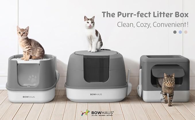 Fully Enclosed Cat Litter Box w/Lid, Scoop, Litter Mat & Odor Fitter, Large Plastic Cat Toilet with Double Door, Anti-Splashing Gato Litter Box with Lockable Front Door, Beige/Pink