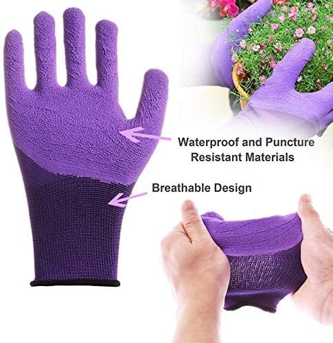 Garden Tools Set, 11 Pieces Gardening Gifts with Purple Floral Print, Ergonomic Handle, Trowel, Rake, Shovels, Pruner, Shears, Sprayer, Gloves, Garden Hand Tools with Carrying Case