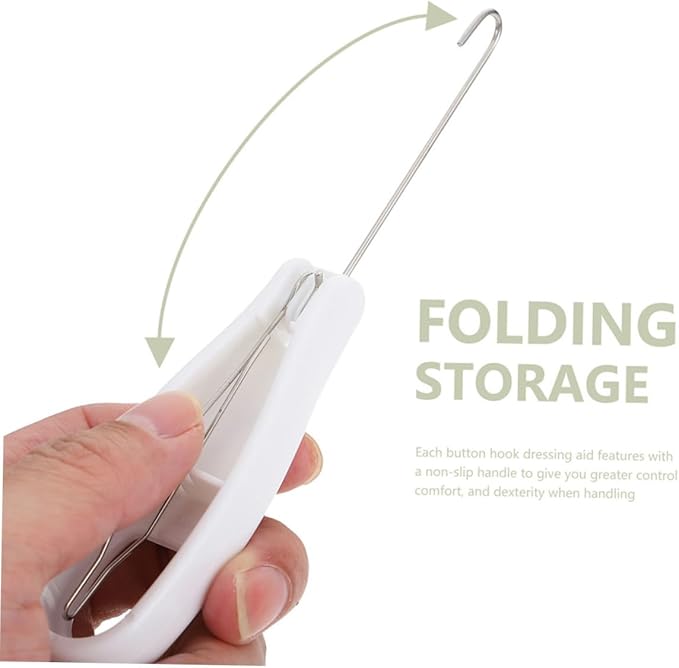 POPETPOP 2pcs Button Hook and Zipper Puller for Clothes Wearing Assistance Grip Handle Dressing Aid Tool for Arthritis and Mobility Convenient Button Fastening Helper for Coat and Shirt