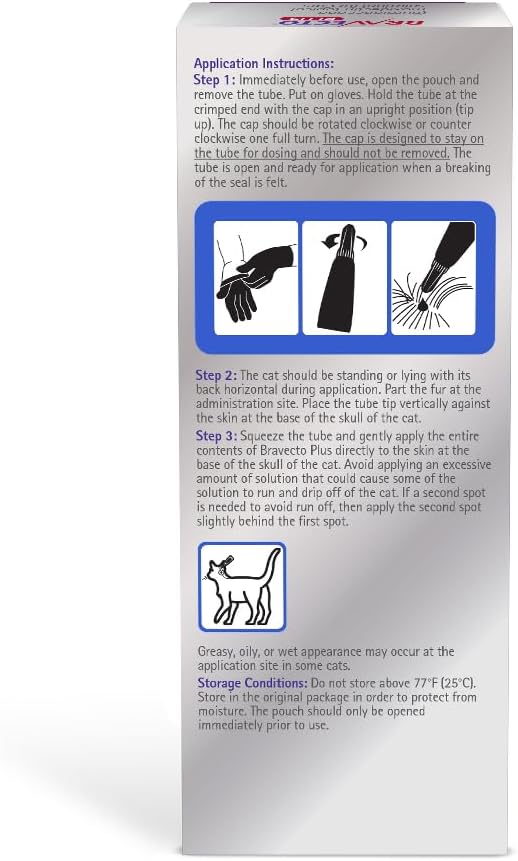 BRAVECTO PLUS Topical Solution for Cats, Flea, Tick & Heartworm, 2 Months Supply, 6.2-13.8 lbs., Blue Box