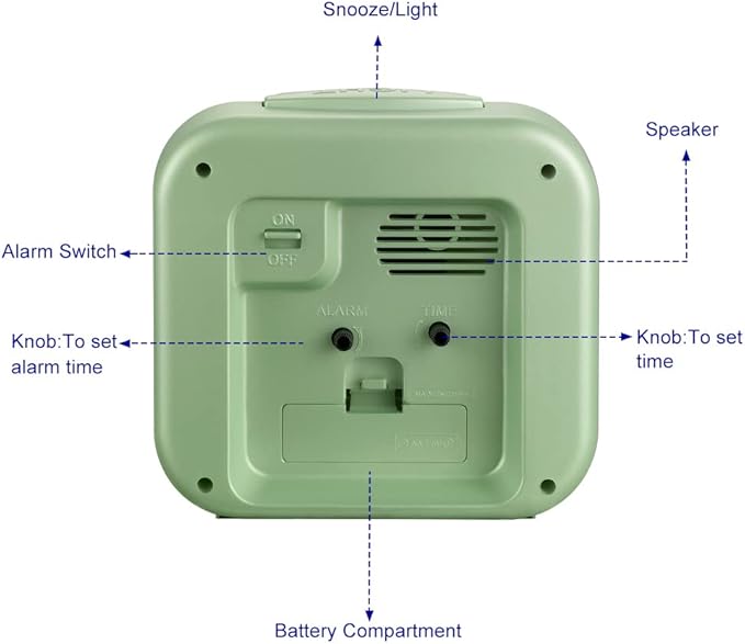 5.5" Large Analog Alarm Clock Silent Non Ticking, Gentle Wake, Beep Sounds, Increasing Volume, Battery Operated Snooze and Manual Light, Easy Set