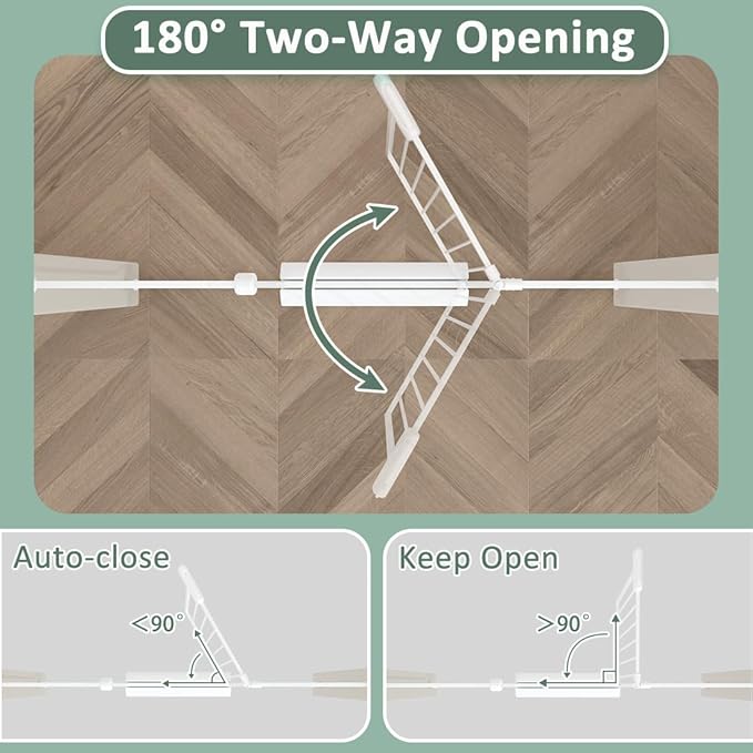 TSAYAWA Walk Through Baby Gate with Door, 48.1-52.7 Inch Wide Presure Mounted No Drill Metal Auto Close Child Gate for Stair Doorway - Indoor Outdoor Safty Gate for Toddler Dog Doggie, White