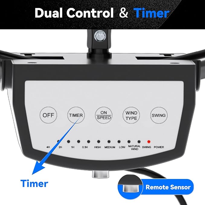 20 IN 5500 CFM Remote Control Wall Mount Fan, 3 Speed High Velocity Wall Fan with Timer, Oscillation & Tilting, Air Circulator for Garage, Commercial, Greenhouse, Warehouse & Gazebo Use, UL Listed