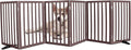 ZJSF Freestanding Indoor Dog Gate for House Foldable Wood Puppy Gate for Doorways Pet Gate for Stairs Extra Wide Pet Fence, Brown, 32" Height 6 Panels