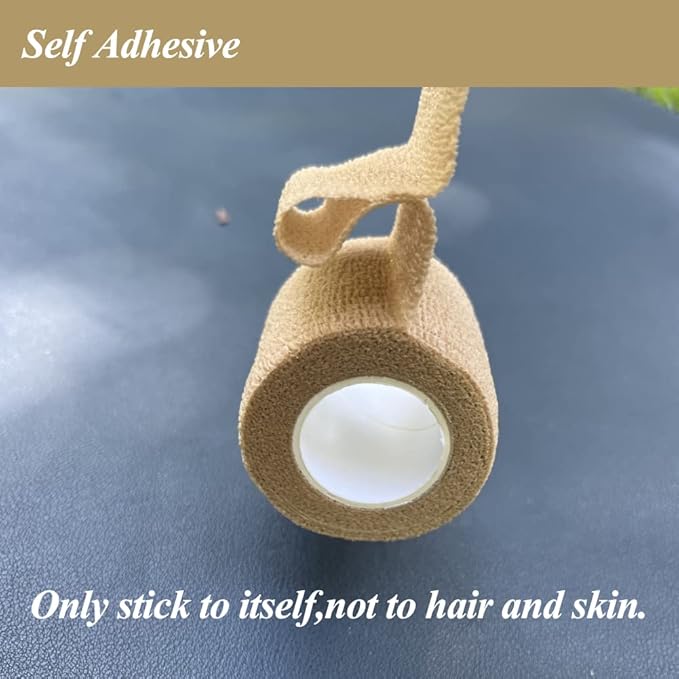 Self Adhesive Bandage Wrap,2 Inch Black Breathable Elastic Cohesive Bandages, Vet Wrap Sports Tape Bulk for First Aid Supplies, Wrist Sprains Protection