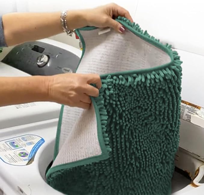 Muddy Mat® AS-SEEN-ON-TV Highly Absorbent Microfiber Door Mat and Pet Rug, Non Slip Thick Washable Area and Bath Mat Soft Chenille for Kitchen Bedroom Indoor and Outdoor - Seafoam Green 36" x 120"