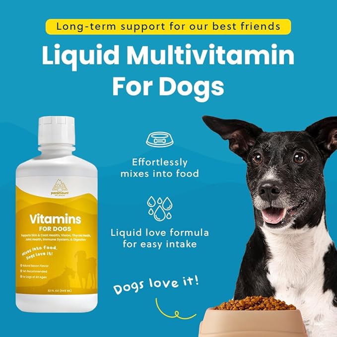 Liquid Multivitamin for Dogs with Probiotics, 8 in 1 Vitamins for Immune Support, Energy & Digestion, High Absorption Liquid Dog Supplement, Made in USA, 32 oz