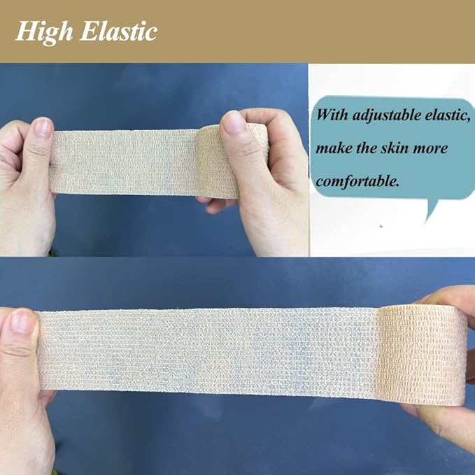 Self Adhesive Bandage Wrap,2 Inch Athletic Tape Breathable Elastic Brown Cohesive Bandages, Vet Wrap Sports Tape for First Aid, Wrist Sprains Protection,Dogs