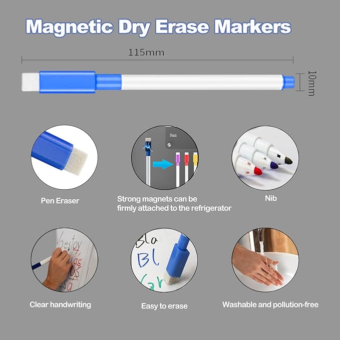 9"X13" Acrylic Weekly Planner for Fridge,Clear Meal Planner for Refrigerator,Magnet Weekly Calendar for Fridge,Acrylic Magnetic Menu Board for Kitchen with 6 Markers