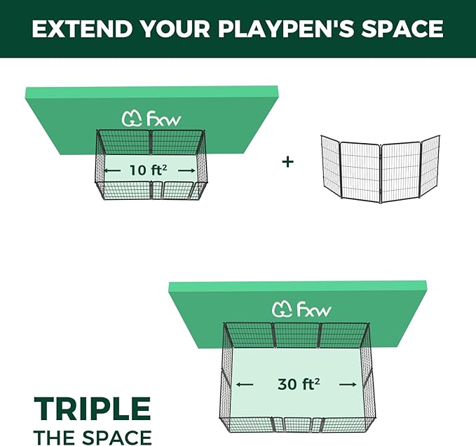 FXW Homeplus Unleashed Indoor Dog Playpen - Stress-Free and Safe Play, Heavy Duty 40 Inch 4 Wire Panels Dog Pen for Medium and Large Dogs, Black│Patented