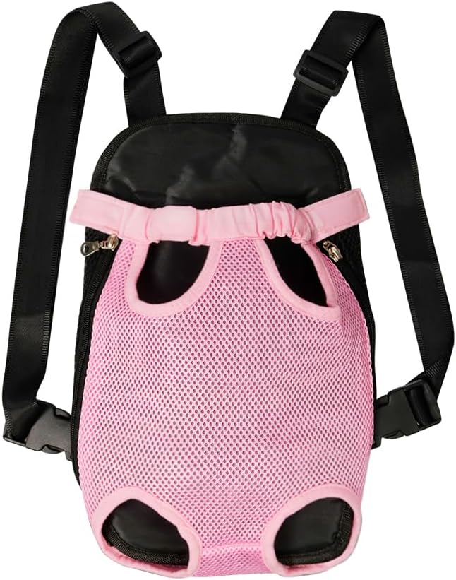 FEimaX Dog Carrier Backpack Pet Legs Out Front Cat Travel Bag, Adjustable Puppy Backpacks Carriers Hands-Free for Small Medium Dogs Cats Hiking Traveling Camping Daily Walking (Medium, Pink)