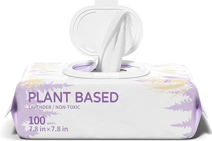 100 PCS Dog Wipes for Paws and Butt Hypoallergenic Pets Cleansing & Deodorizing Anal Gland Hygienic Puppy Wipes for Dogs Face and Body Wipes Cleaning Fur Doggie Wipes Doggy Wipes (Lavender)