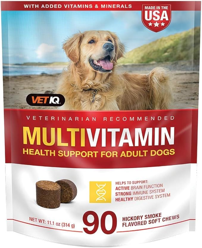 VetIQ Multivitamin Supplement for Dogs, Health Support Supplement Soft Chews, 90 Count