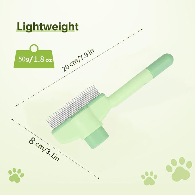 2PCS Self CleaningPetComb Grooming Brush,PetComb for Dogs & Cats, Brush for Cats, Cat dog comb Pet Grooming for Massaging and Cleaning Shedding Hair (Green+Yellow)