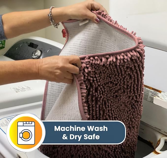 Muddy Mat® Original Dog Door Mat for Muddy Paws, Super Absorbent Microfiber, Non-Slip Washable Pet Rug, Quick Dry Chenille Entryway Carpet, Machine Washable Indoor Outdoor mat, Pink 24"x60"