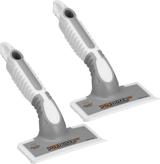 FurDozer X6 Pet Hair Remover & Auto Detailing Tool - Cat & Dog Hair Remover for Carpets, Car Interiors, Couches, Bedding, & Pet Furniture - Reusable Pet Hair Removal Tool for Fur & Lint (Grey, 2-Pack)