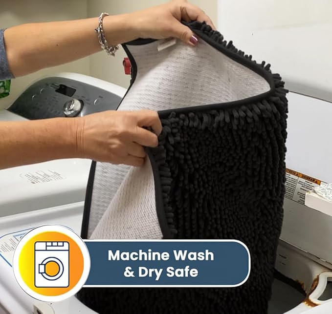 Muddy Mat® Original Dog Door Mat for Muddy Paws, Super Absorbent Microfiber, Non-Slip Washable Pet Rug, Quick Dry Chenille Entryway Carpet, Machine Washable Indoor Outdoor mat, Charcoal 48"x72"