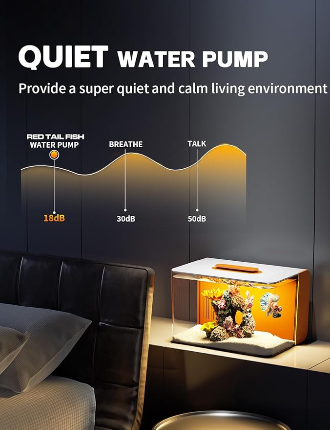 2.5 Gallon Fish Tank Small Aquarium Starter Kit with Hidden Filtration, 3 Color Light, Self Cleaning Nano Tank for Betta, Shrimp, Guppy, Angelfish