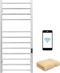 KEG Smart WiFi Towel Warmer Wall Mounted with Built-in Timer and Temperature Adjust Control, 12 Bars Electric Stainless Steel Heated Towel Racks for Bathroom Brushed Nickel