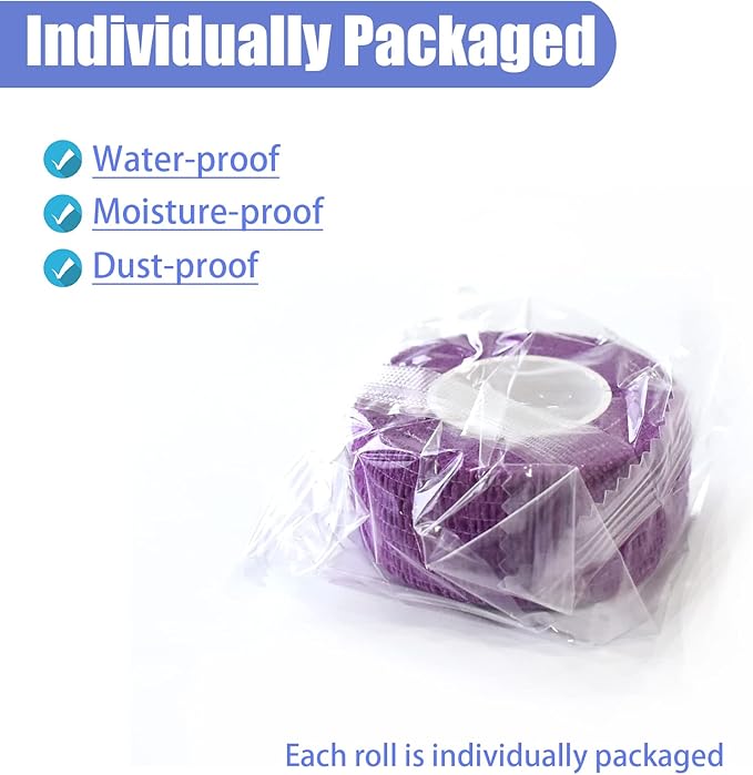 9 Pack 1" x 5 Yards Self Adhesive Bandage Wrap Self Stick Wrap for Ankle, Wrist, Finger, Sports, Breathable Cohesive Vet Tape for Pets (Purple)