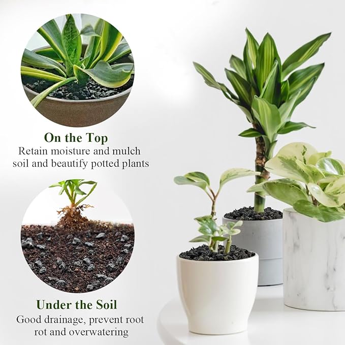 5 lbs Black Lava Rocks for Plants,1/4 Inch Crush Volcanic Rock Pumice Soil Additive for Succulent Aquarium Cactus Bonsai Fire Pits and Garden Landscaping