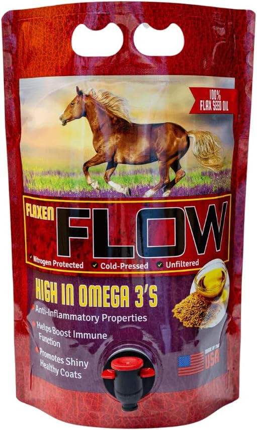 Flaxen Flow 3 L, 100% Flax Seed Oil for Horses, Rich in Omega-3 and Omega-6 Fatty Acids